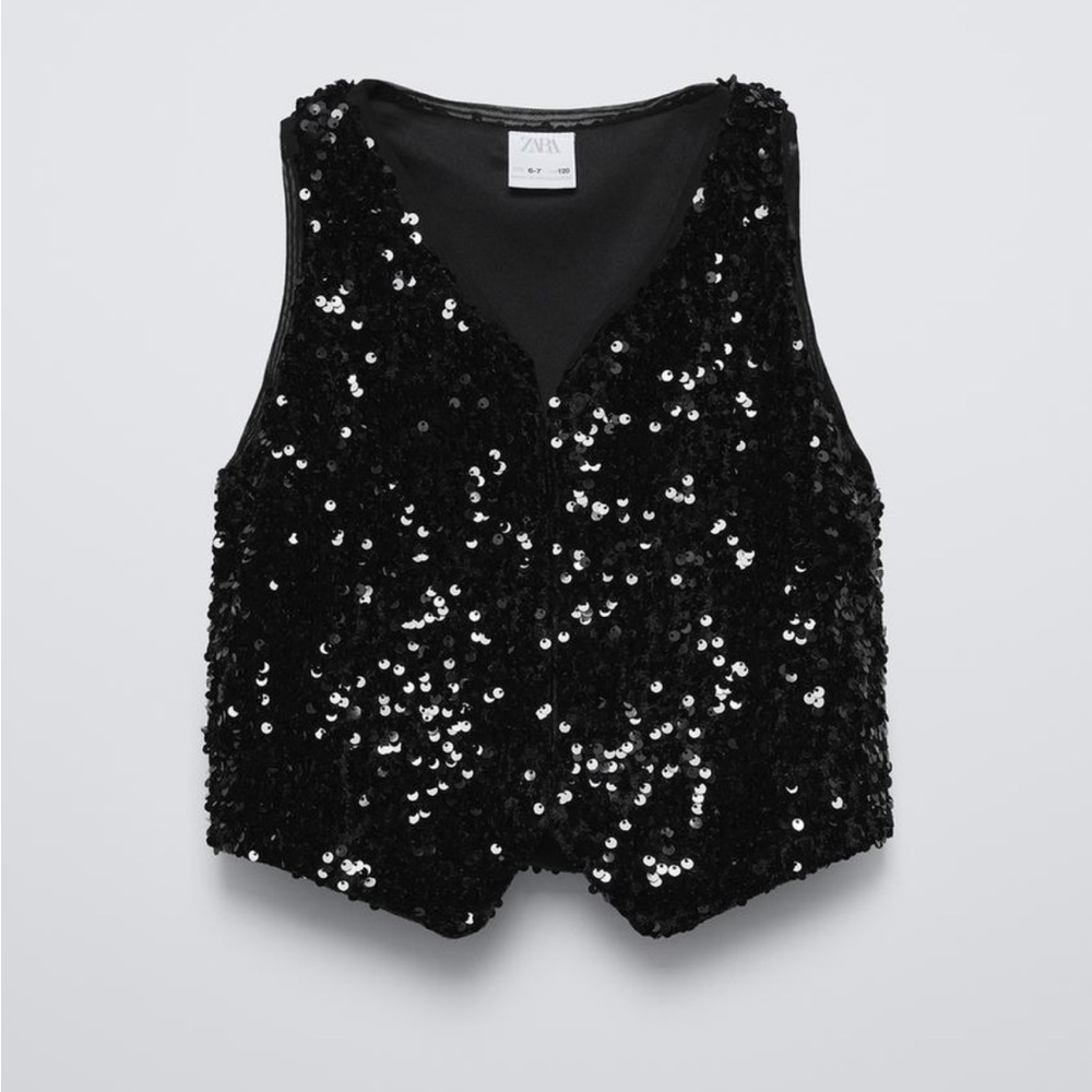 Zara Black Sequin Tank Vest